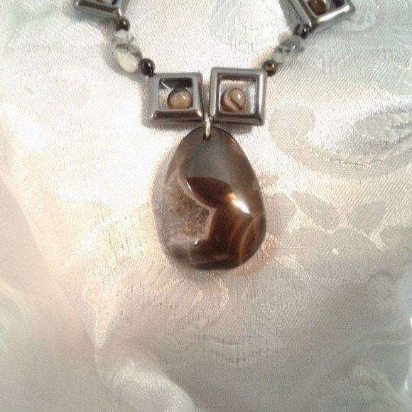 Pendentif En Argent 925 Et Agate Druzy Unique – Fait Main – Longueur 2 Pouces
